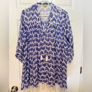 Roberta Roller Rabbit Blue and White Patterned Tunic Dress Swim Coverup